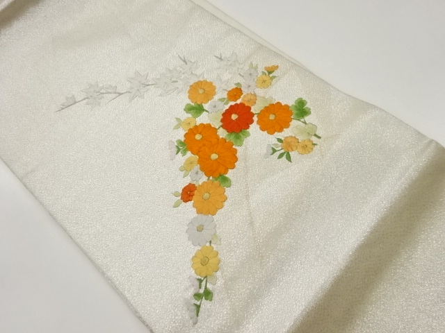 菊に紅葉模様刺繍名古屋帯
